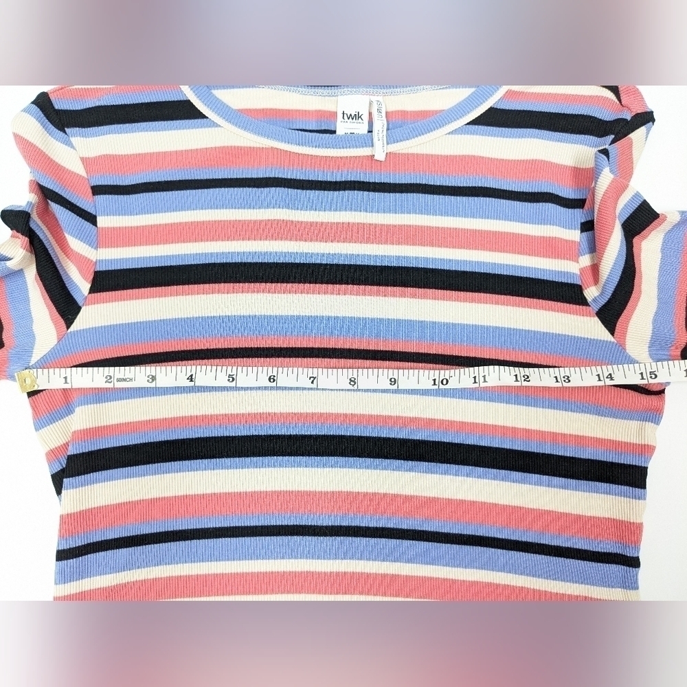 Simons Twik women's long sleeves striped crop top size M - Picture 6 of 9